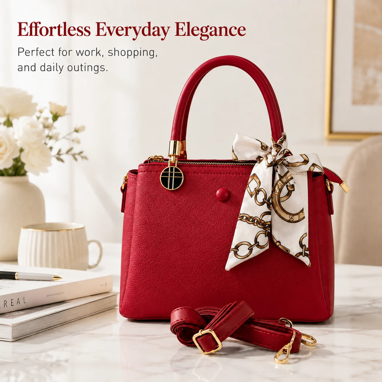 Sac Cabas Femme Bicolore PU Foulard Grande Capacité – CLEVI Paris