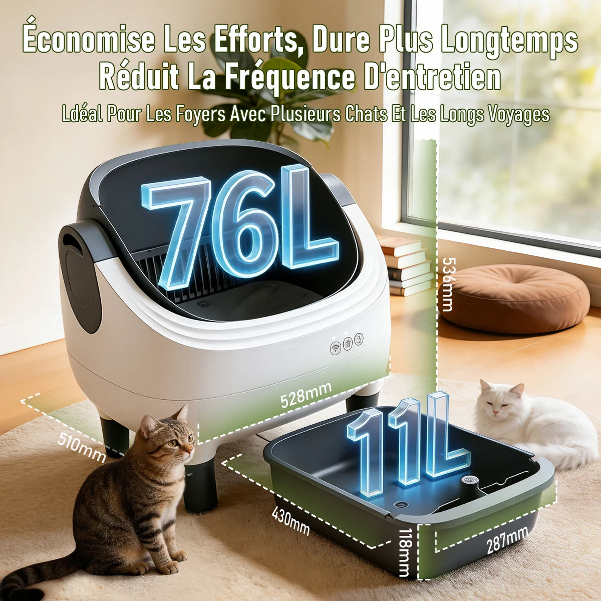 Litière automatique semi-fermée connectée – CLEVI Paris