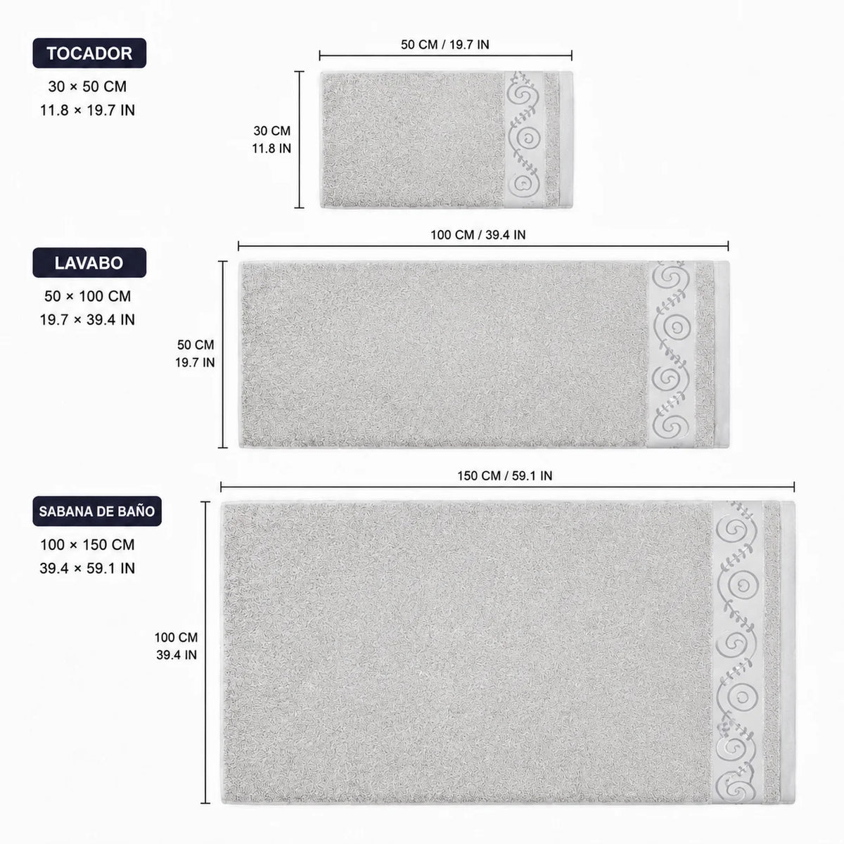 Lot de 3 serviettes de bain en coton – CLEVI Paris