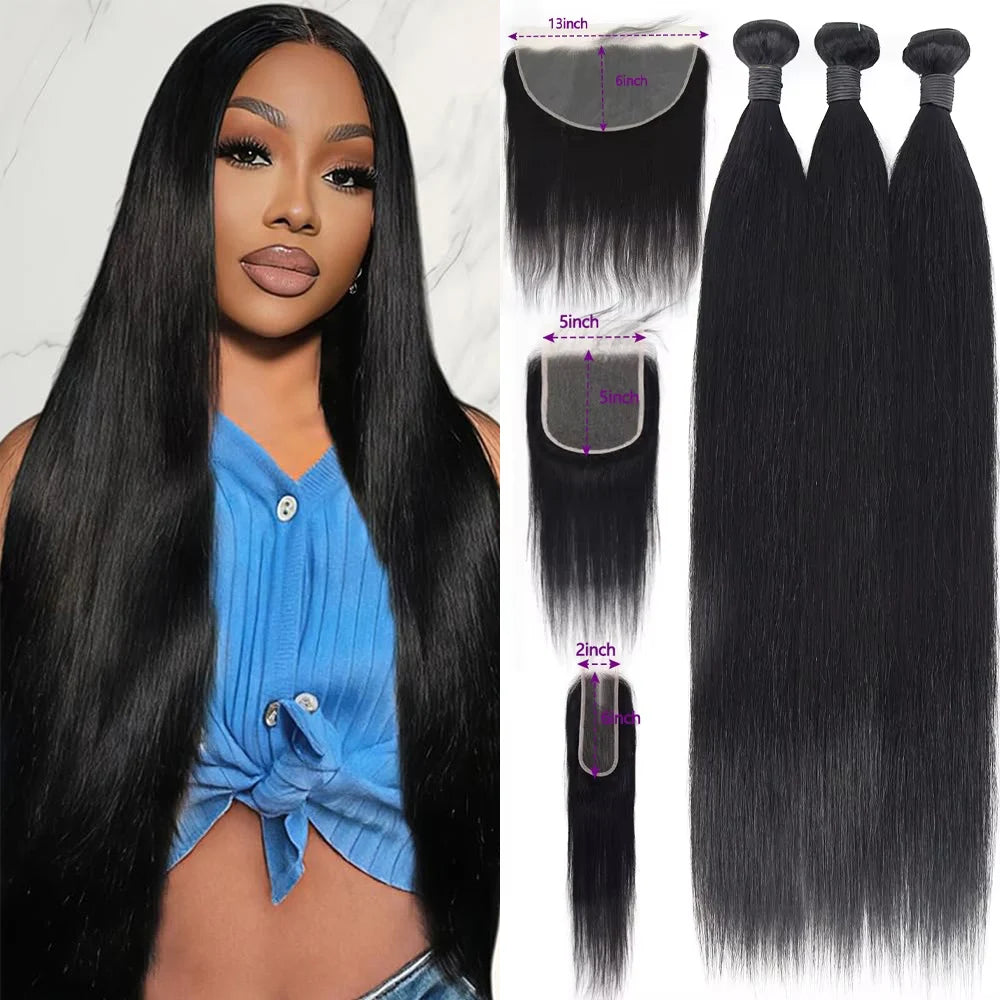 Extensions Cheveux Brésiliens Straight + Closure Lace 2x6/5x5/13x6 – CLEVI Paris