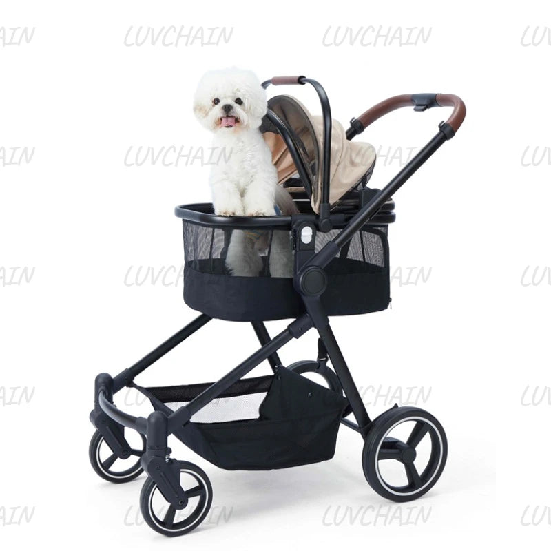 Poussette enfant avec porte-animaux noire – CLEVI Paris