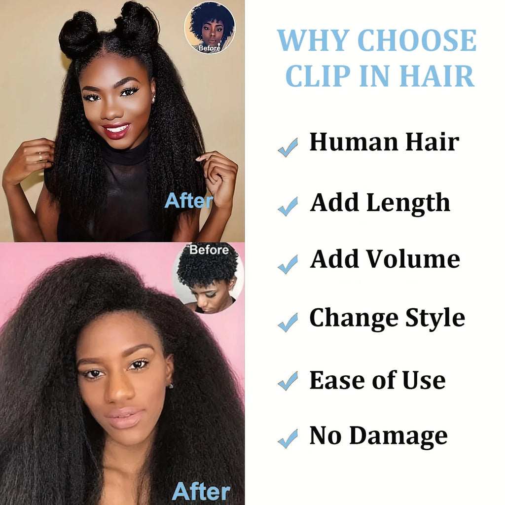 Extensions Kinky Straight Brésiliennes Remy 8Pcs – CLEVI Paris