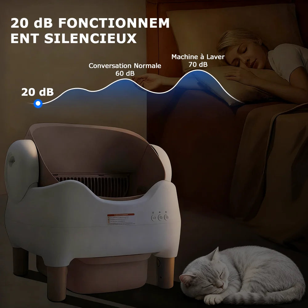 Litière autonettoyante semi-fermée pour chat – CLEVI Paris