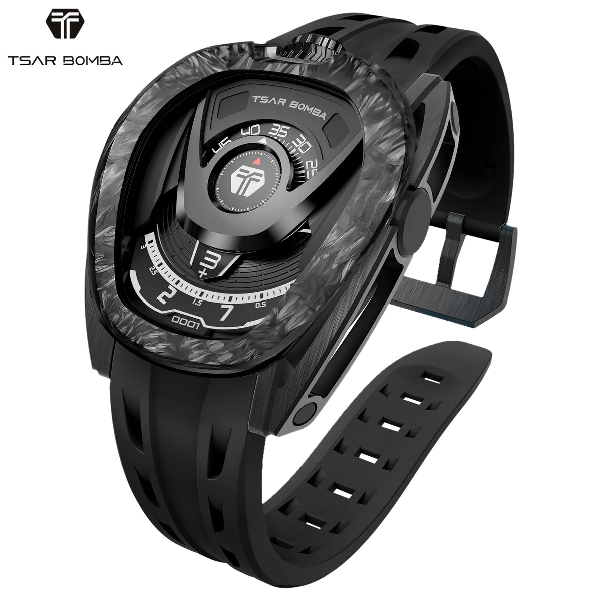 TSAR BOMBA TB8213A Montre Homme Automatique Miyota Saphir Fibre Carbone 100M – CLEVI Paris