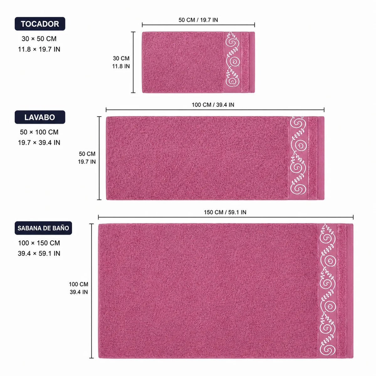 Lot de 3 serviettes de bain en coton – CLEVI Paris