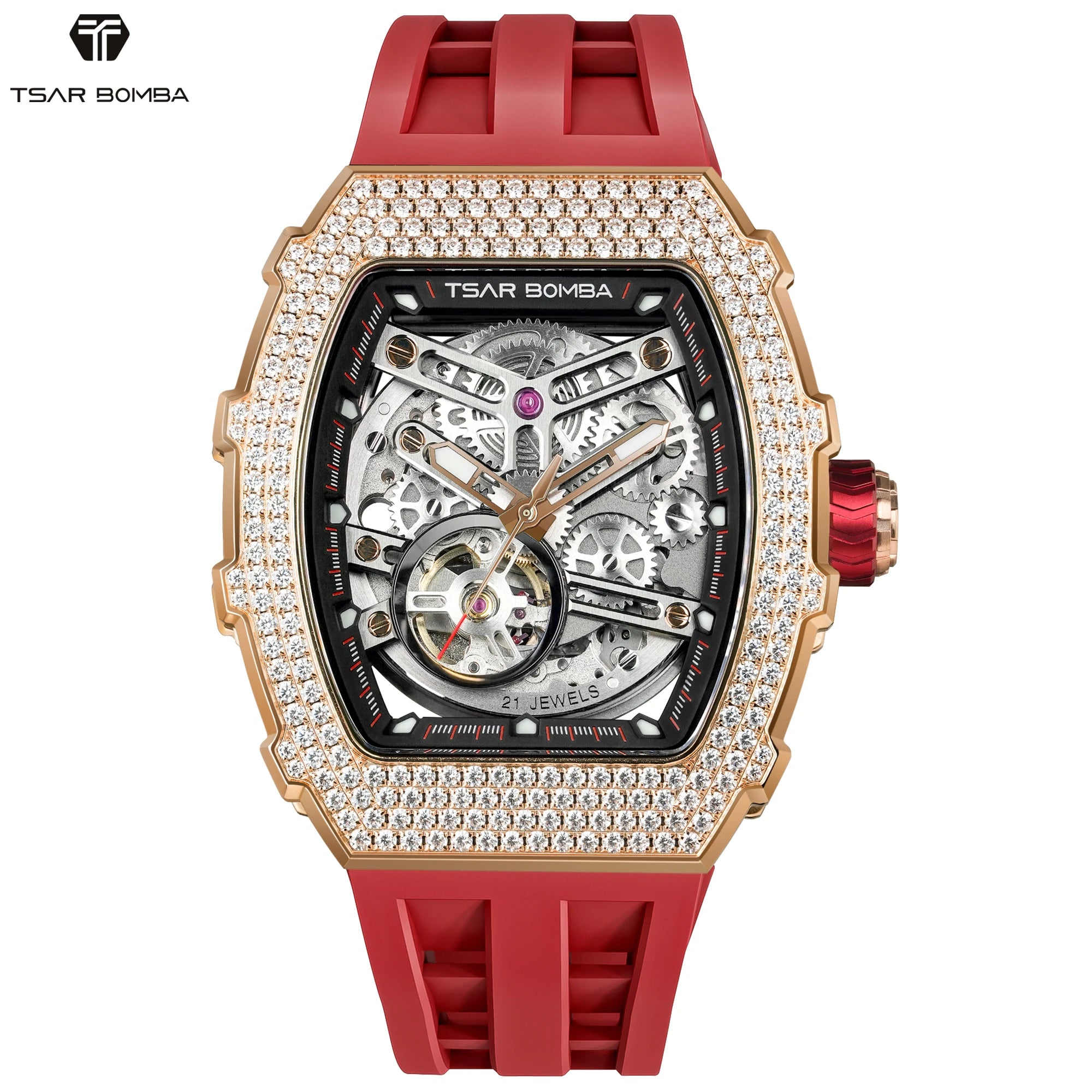 Montre Homme TSAR BOMBA TB8208D – Automatique Miyota, Squelette Tourbillon, Verre Saphir, Boîtier Tonneau Acier 316L, Étanche 5 ATM – CLEVI Paris