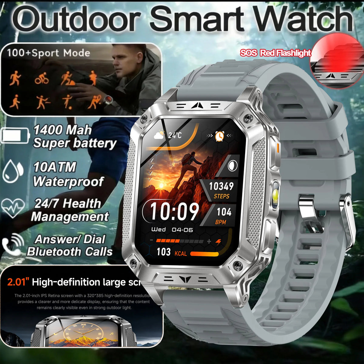 Montre AK86 AMOLED avec lampe torche – CLEVI Paris