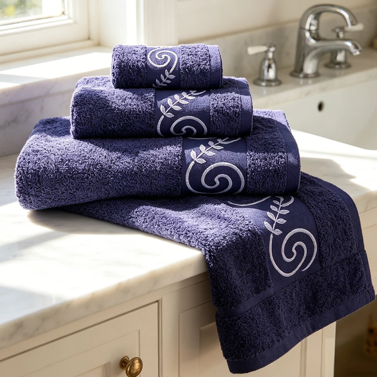 Lot de 3 serviettes de bain en coton – CLEVI Paris