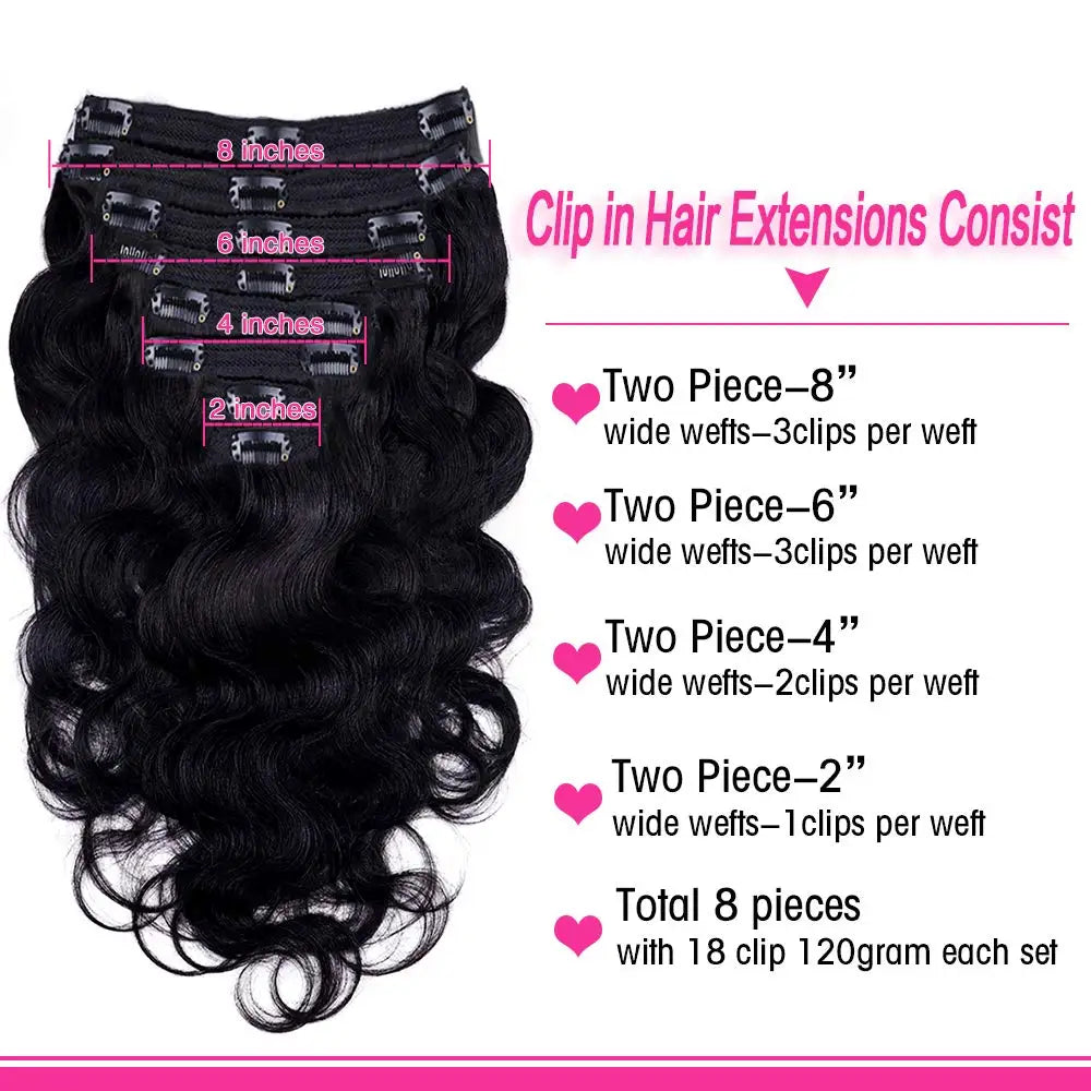 Extensions à clips cheveux humains Body Wave – CLEVI Paris