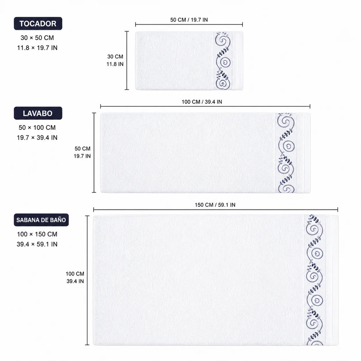 Lot de 3 serviettes de bain en coton – CLEVI Paris
