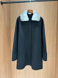 Manteau femme mi-long à col contrastant – CLEVI Paris