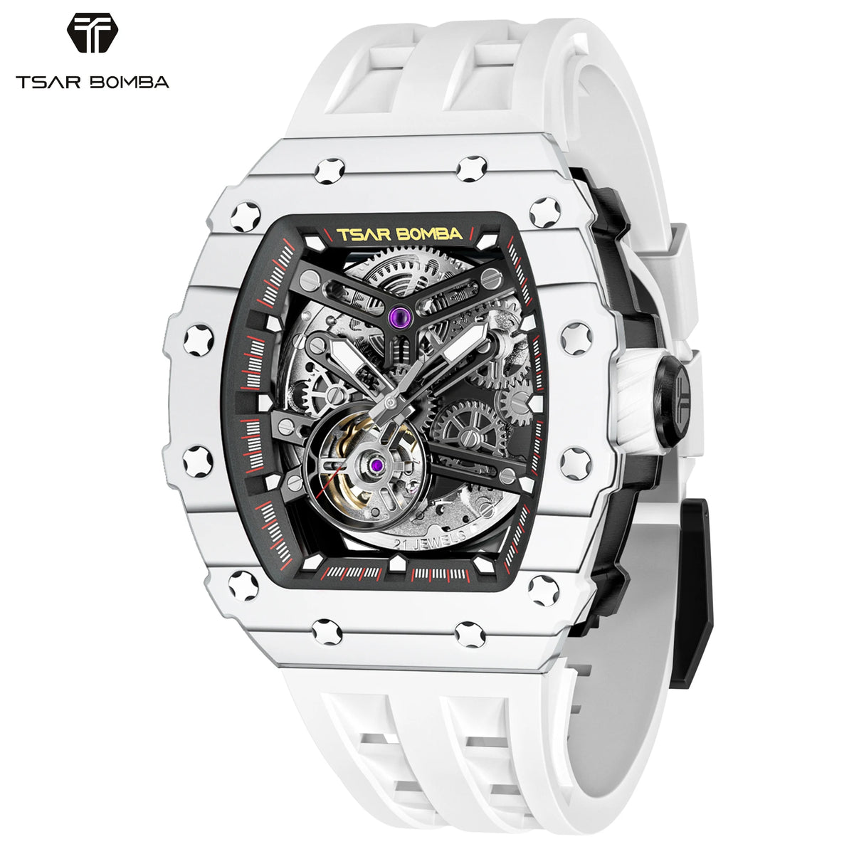 TSAR BOMBA TB8208CF Montre Homme Automatique Squelette Saphir Carbone – CLEVI Paris