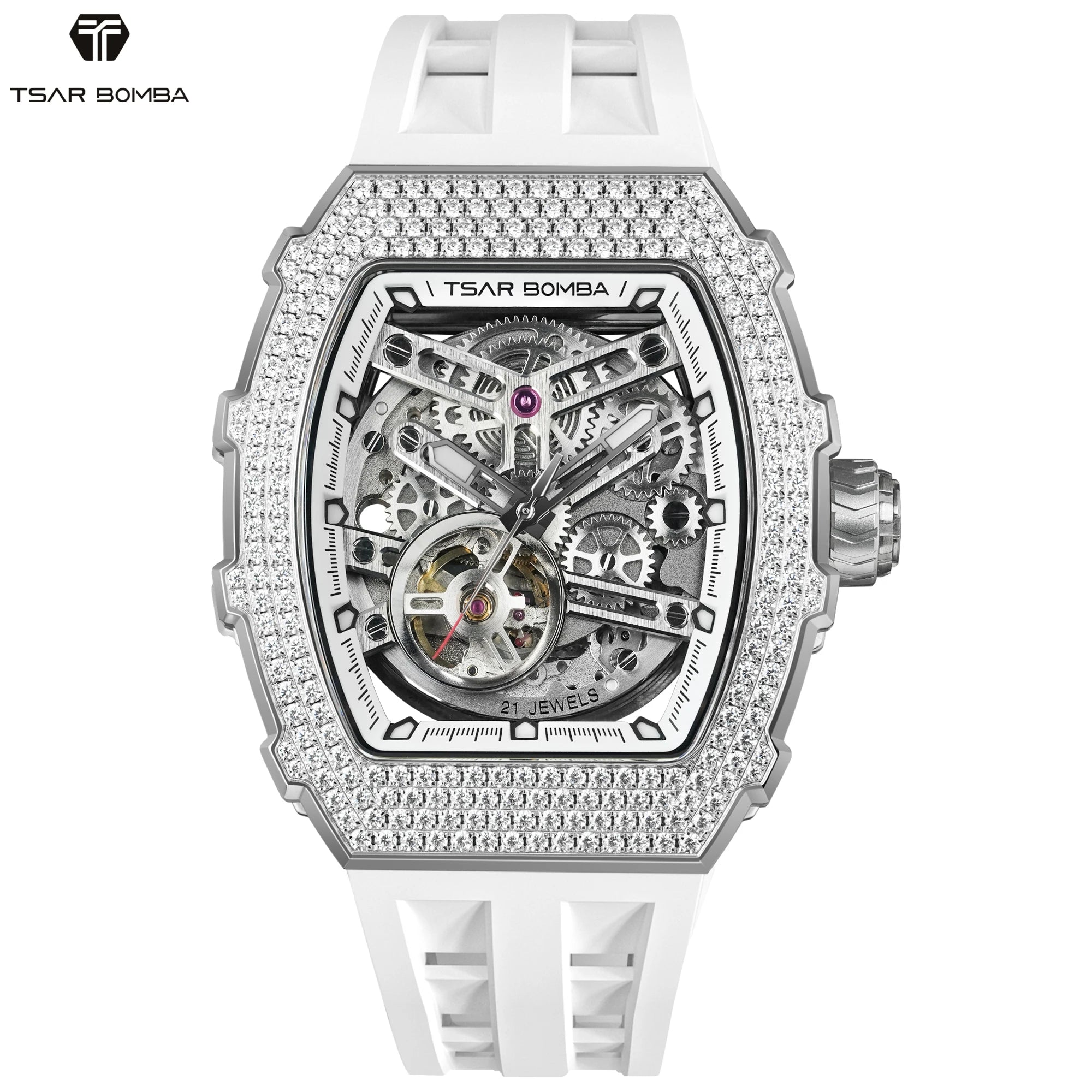 Montre Homme Automatique TSAR BOMBA TB8208D – Miyota Squelette Zircone Verre Saphir Étanche 50m – CLEVI Paris