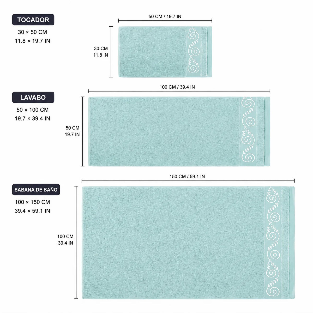 Lot de 3 serviettes de bain en coton – CLEVI Paris