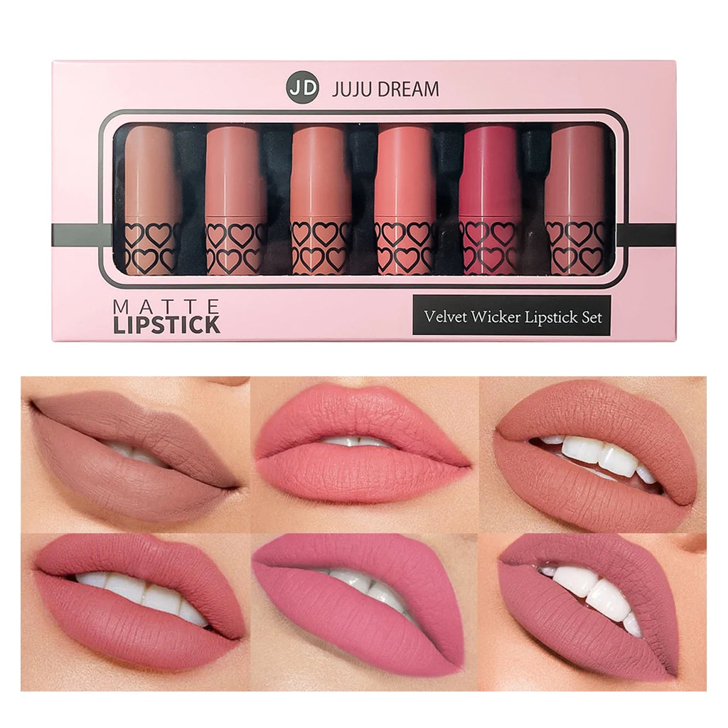 Coffret 6 Rouges à Lèvres Matte & Métallisés JUJU DREAM – Longue Tenue & Haute Pigmentation – CLEVI Paris