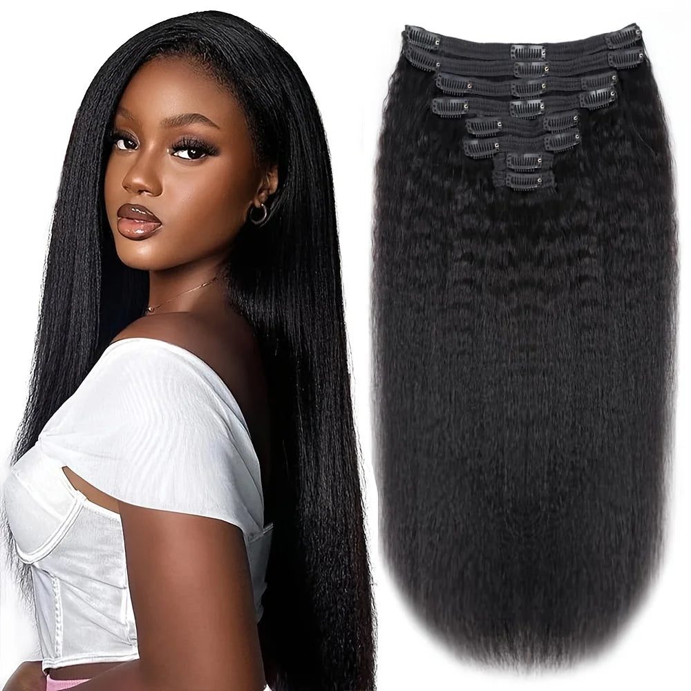 Extensions Clips Kinky Straight Remy Noires – CLEVI Paris