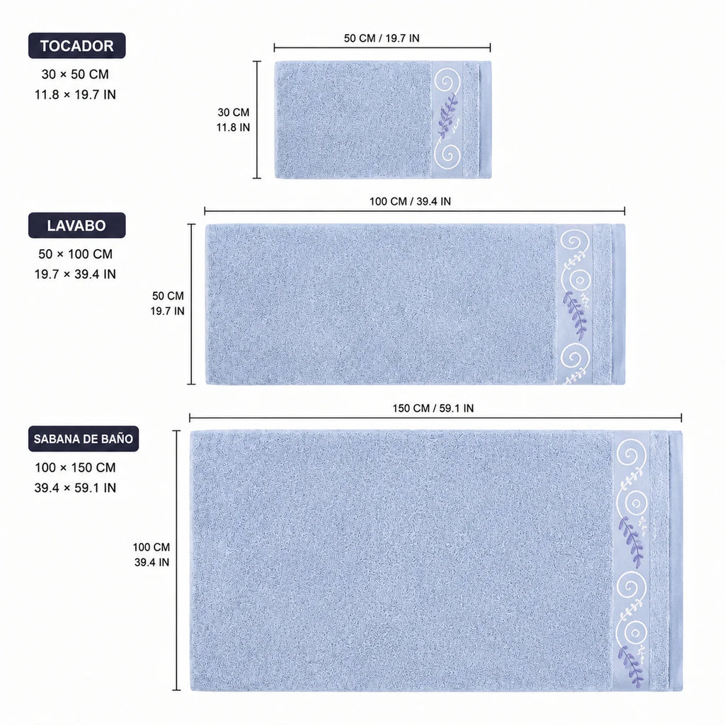 Lot de 3 serviettes de bain en coton – CLEVI Paris