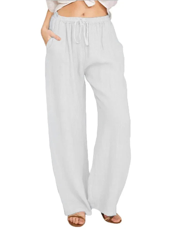 Pantalon femme uni à jambes larges – CLEVI Paris