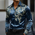 Chemise Homme Satinée à Motif Floral Doré – CLEVI Paris