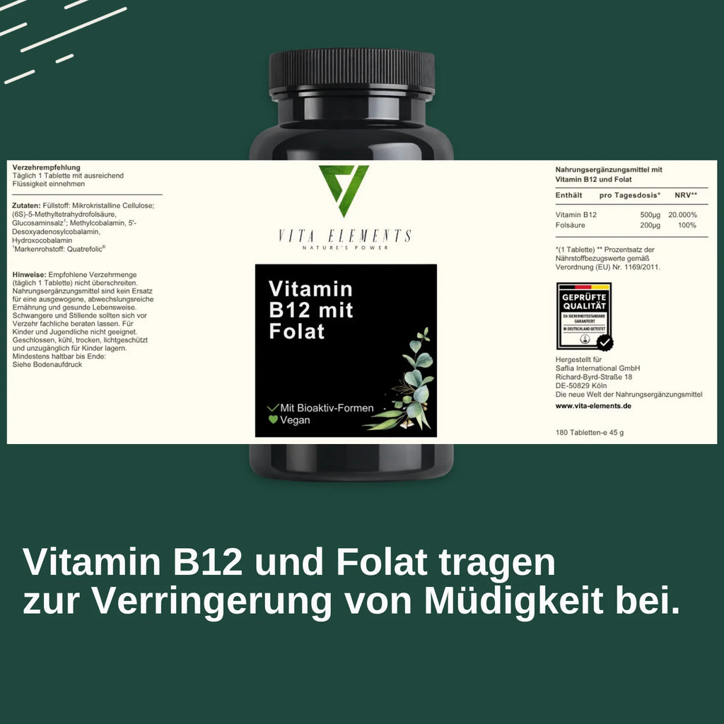 Vitamine B12 et folate, 180 comprimés – CLEVI Paris