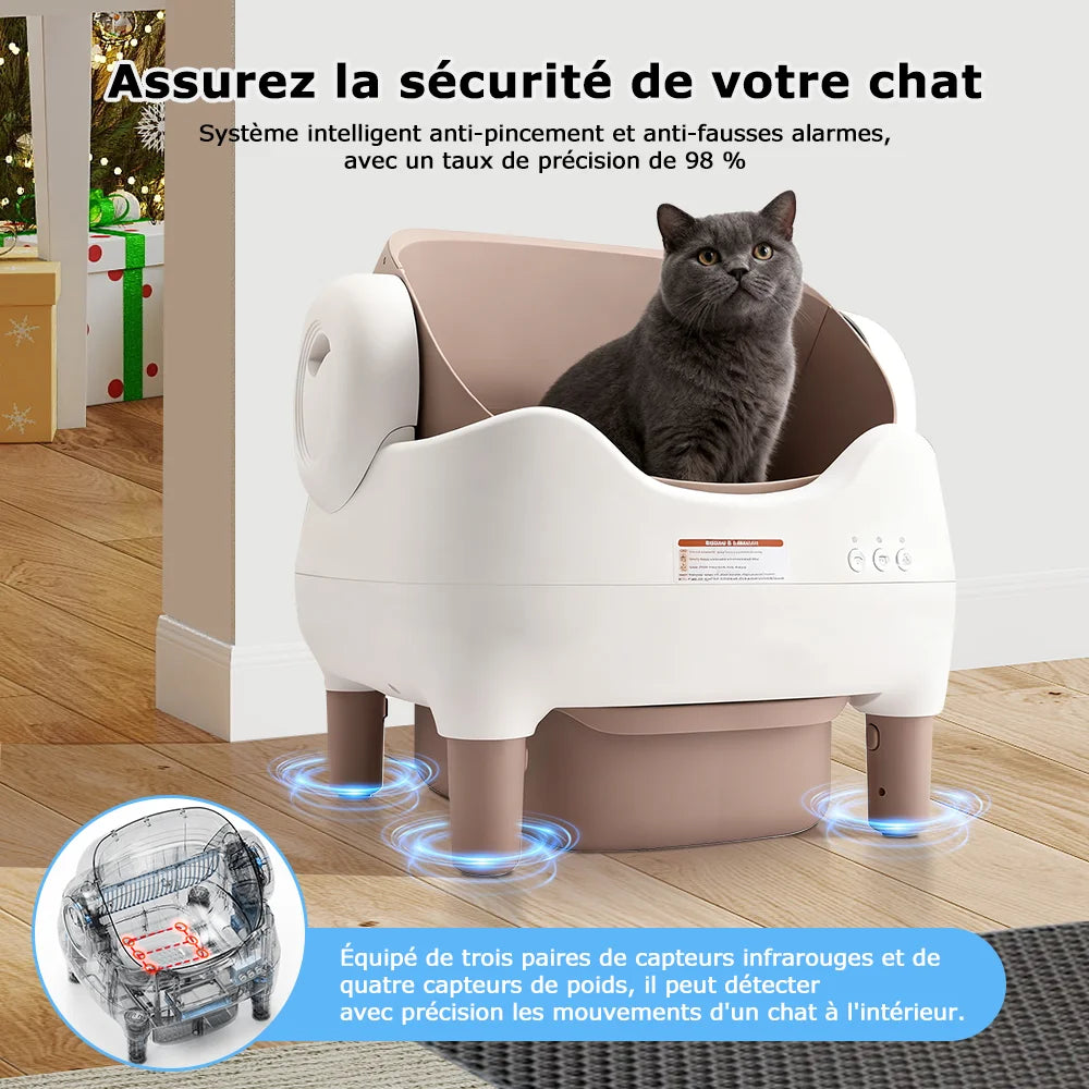 Litière autonettoyante semi-fermée pour chat – CLEVI Paris