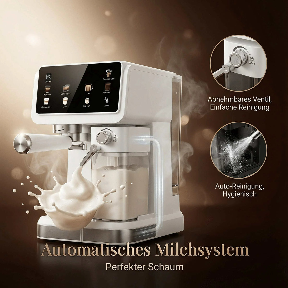 Machine expresso tactile avec mousseur à lait – CLEVI Paris