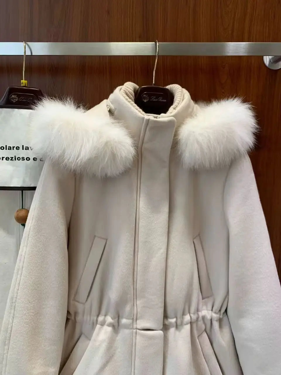 Manteau femme laine et cachemire à capuche – CLEVI Paris
