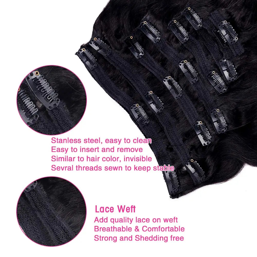 Extensions à clips cheveux humains Body Wave – CLEVI Paris