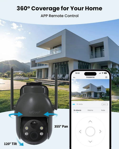 Caméra Solaire ieGeek ZY-C2 2K PTZ 355° Wi-Fi 6 PIR IA IP66 Cloud Gratuit Alexa – CLEVI Paris