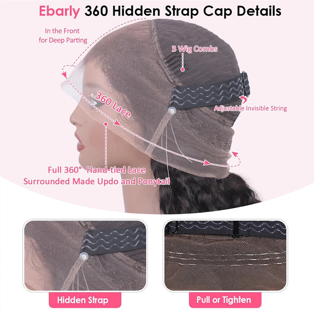 Perruque 360 Full Lace HD Deep Curly Glueless 100% Cheveux Humains 18-36 Pouces – CLEVI Paris