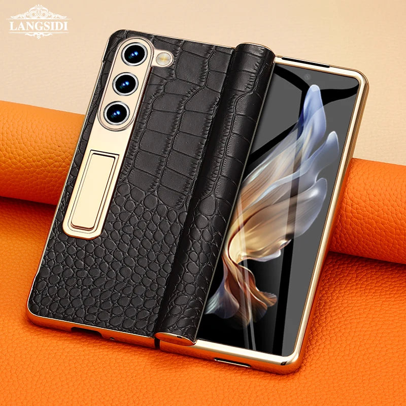 Étui Galaxy Z Fold cuir et support arrière – CLEVI Paris