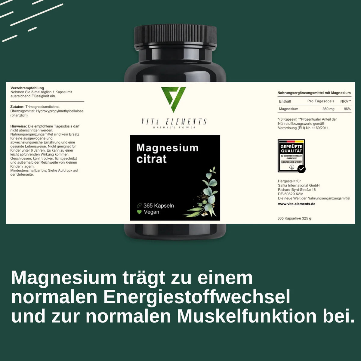 Citrate de magnésium, 365 gélules – CLEVI Paris