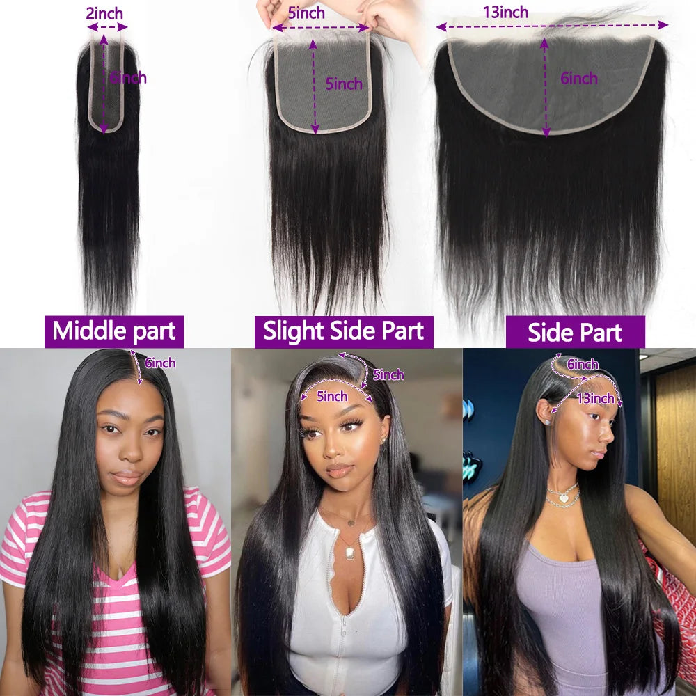 Extensions Cheveux Brésiliens Straight + Closure Lace 2x6/5x5/13x6 – CLEVI Paris