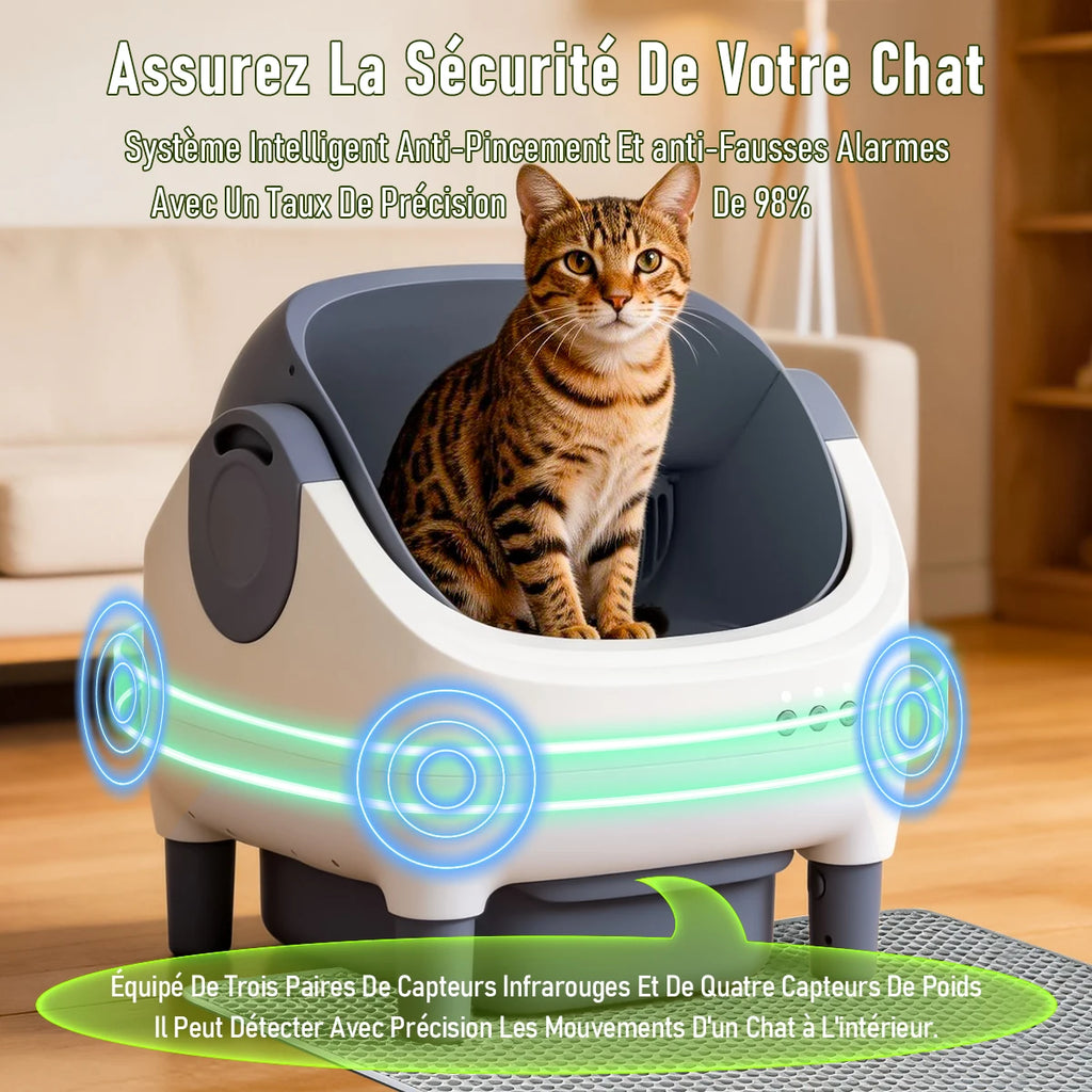 Litière automatique semi-fermée connectée – CLEVI Paris