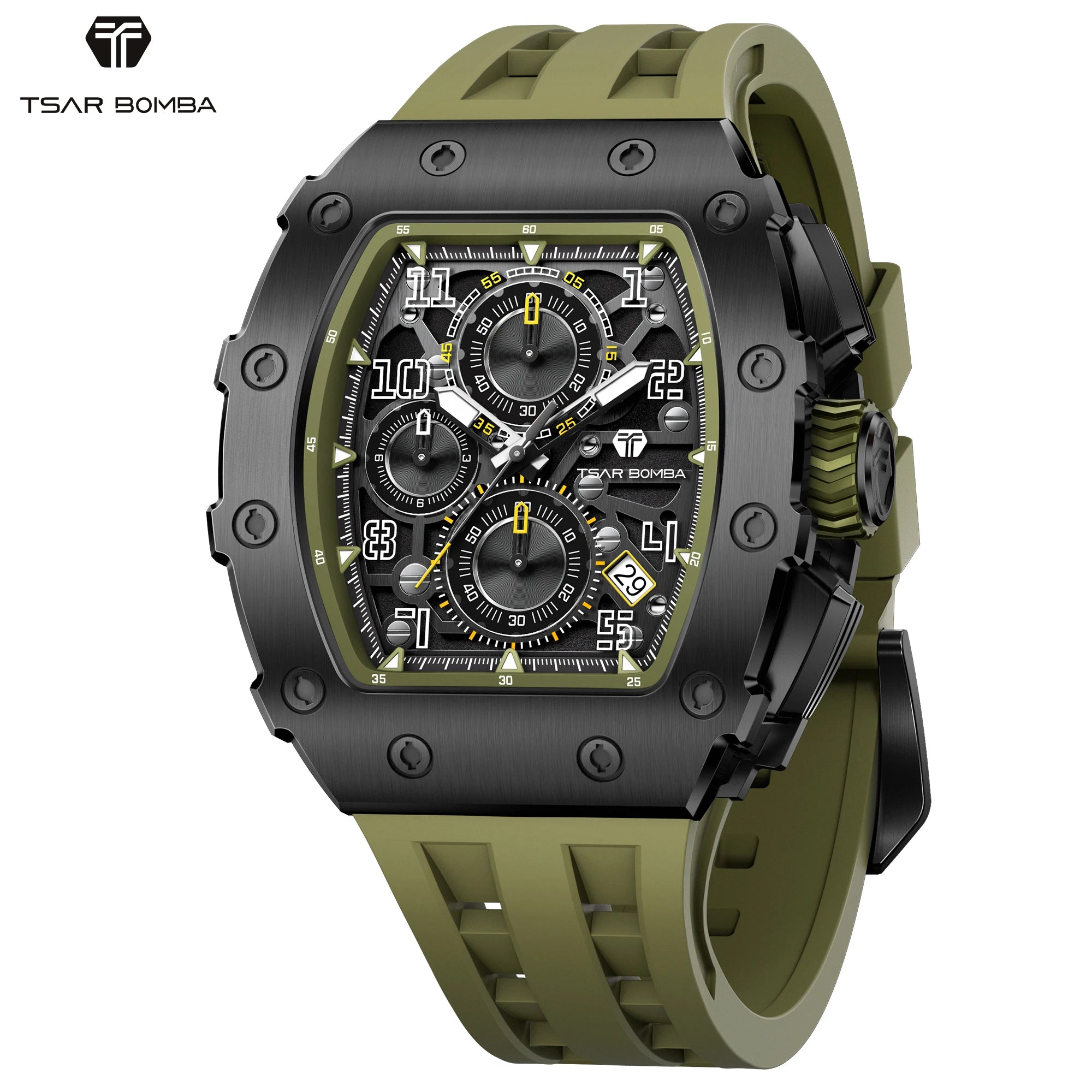 Montre Homme Quartz Chronographe Tonneau Tsar Bomba TB8204Q – CLEVI Paris