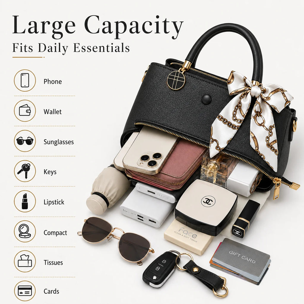 Sac Cabas Femme Bicolore PU Foulard Grande Capacité – CLEVI Paris