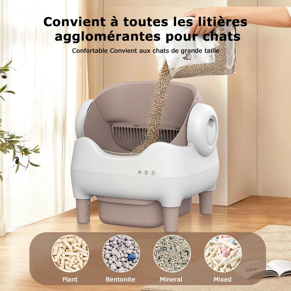 Litière autonettoyante semi-fermée pour chat – CLEVI Paris