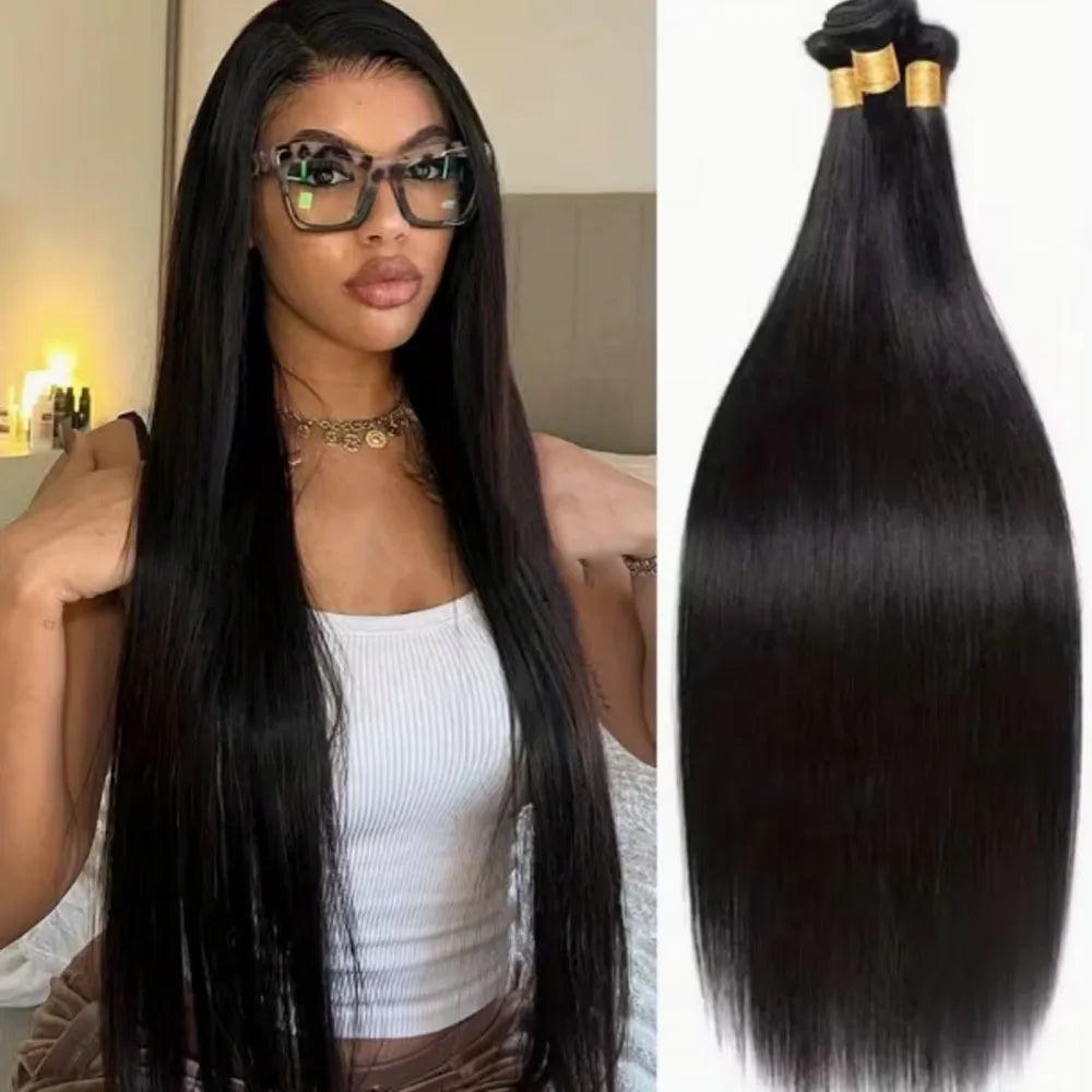 Mèches Bone Straight Cheveux Humains Péruviens Vierges Remy — Extensions Longues & Épaisses – CLEVI Paris