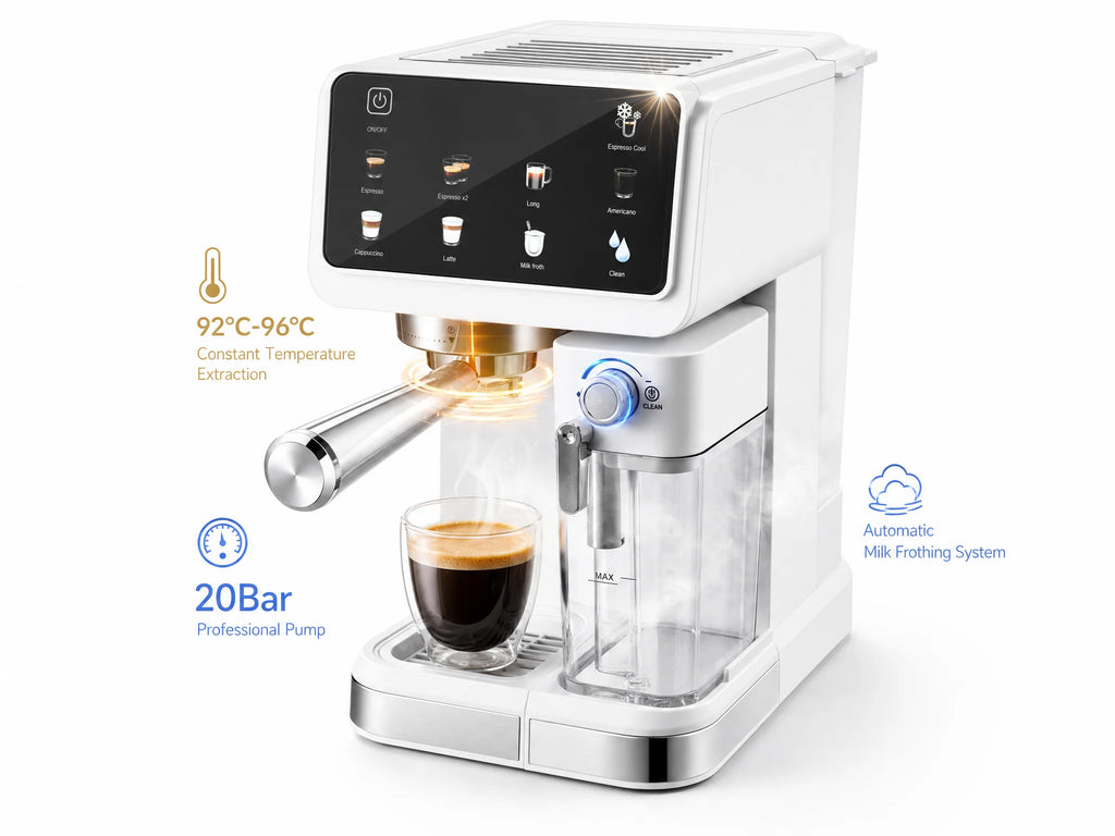 Machine expresso tactile avec mousseur à lait – CLEVI Paris