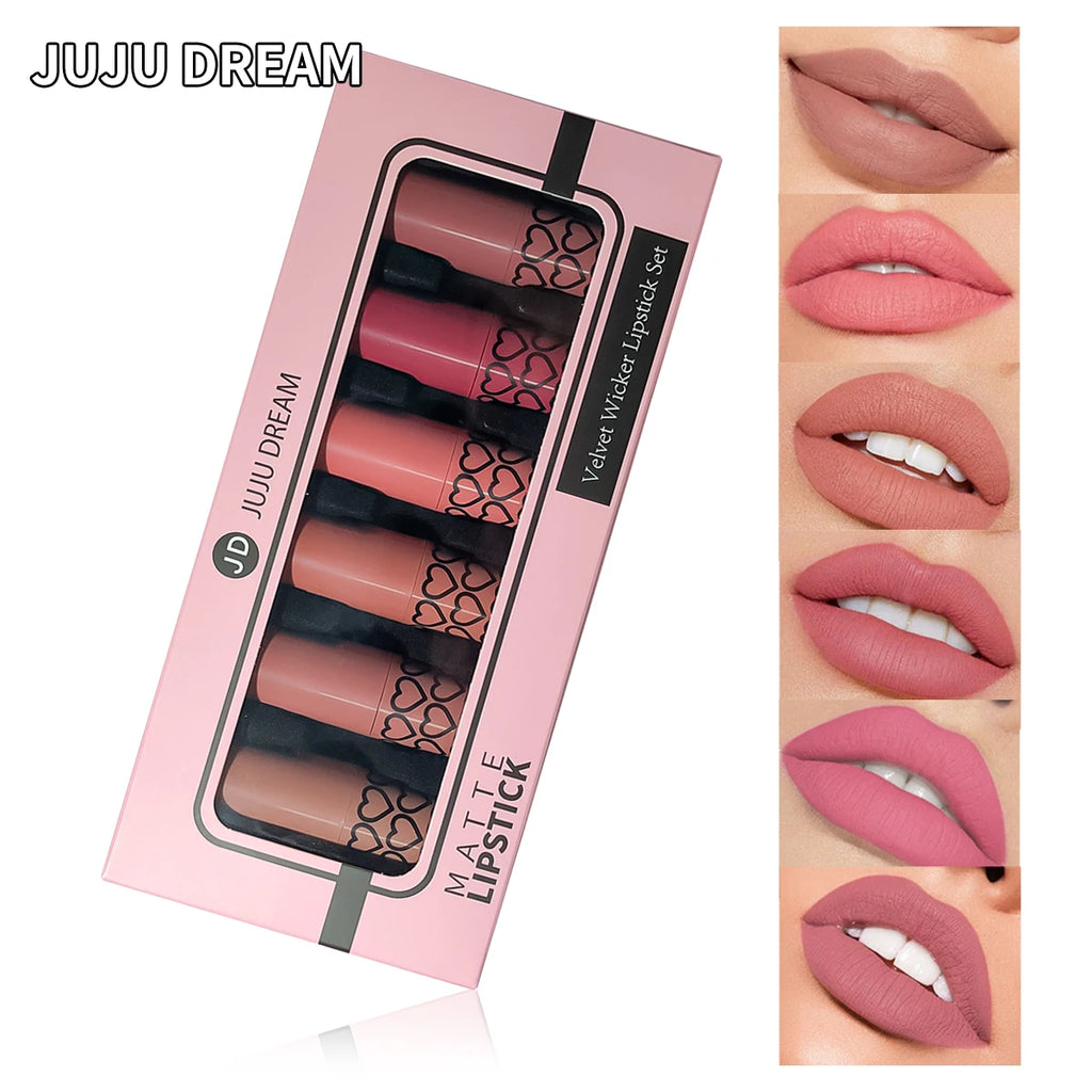Coffret 6 Rouges à Lèvres Matte & Métallisés JUJU DREAM – Longue Tenue & Haute Pigmentation – CLEVI Paris