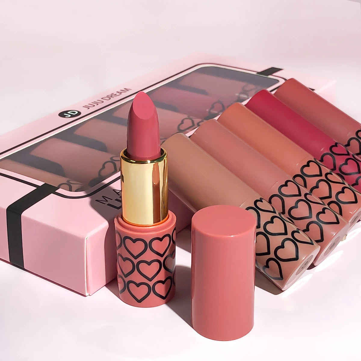 Coffret 6 Rouges à Lèvres Matte & Métallisés JUJU DREAM – Longue Tenue & Haute Pigmentation – CLEVI Paris
