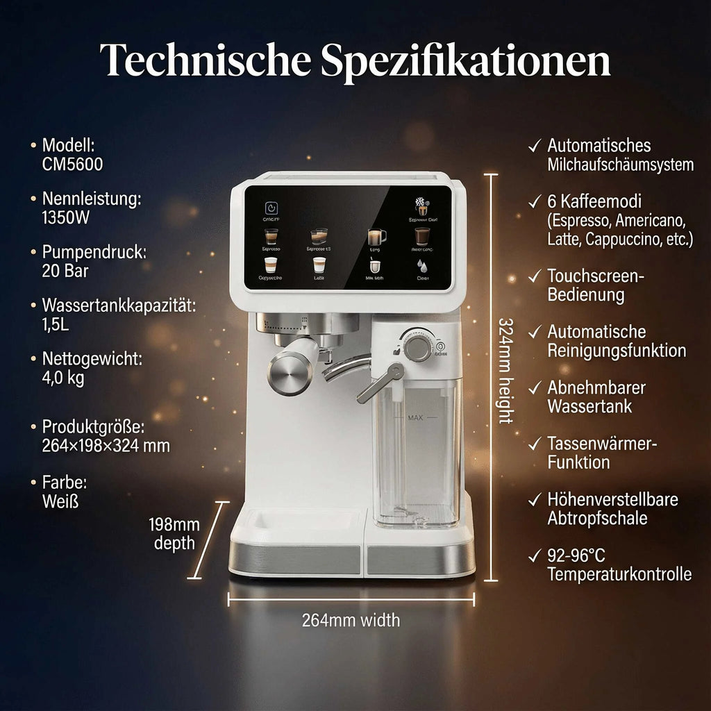 Machine expresso tactile avec mousseur à lait – CLEVI Paris