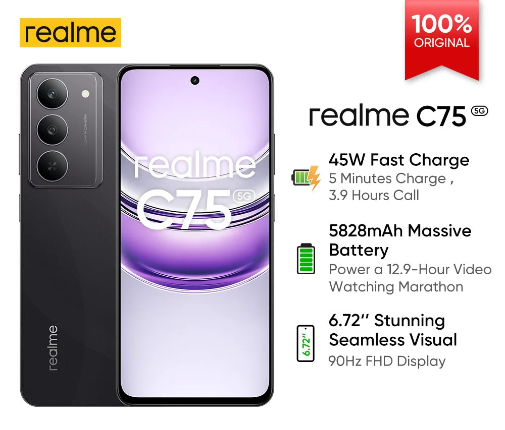 Smartphone realme C75 5G 256 Go – CLEVI Paris