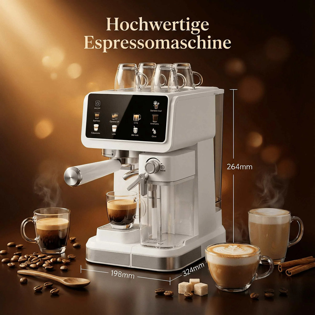 Machine expresso tactile avec mousseur à lait – CLEVI Paris
