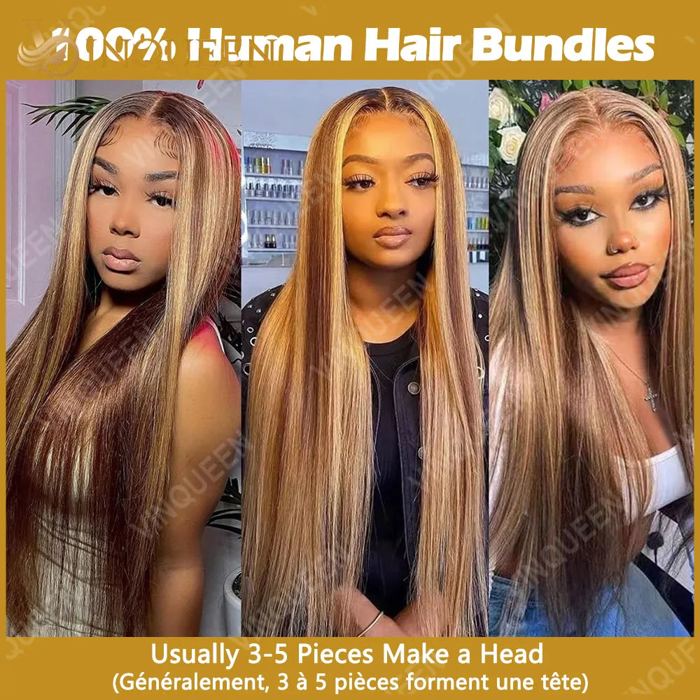Extensions Cheveux Humains Brésiliens Remy 12A Highlight P4/27 Lisse – CLEVI Paris