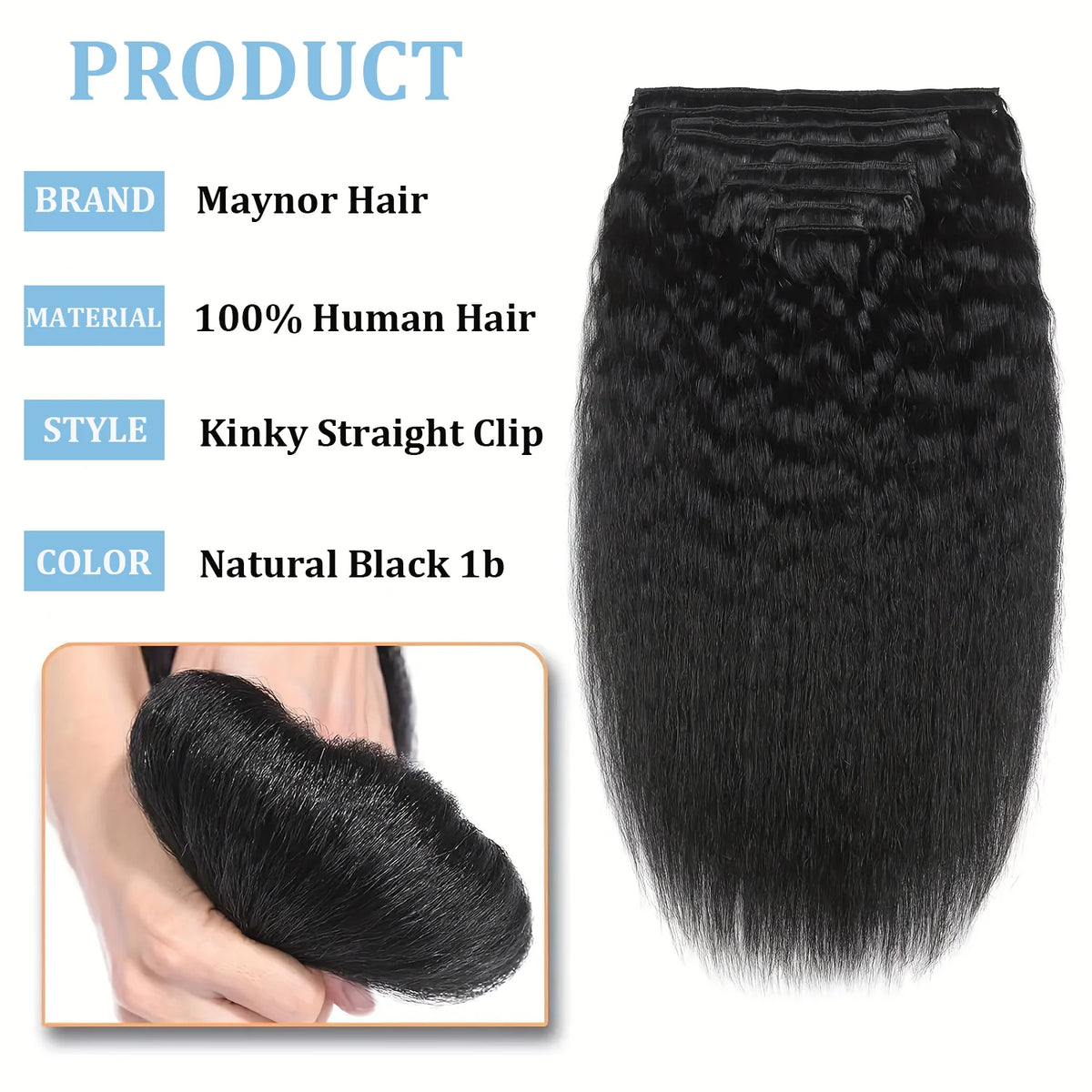 Extensions Clips Kinky Straight Remy Noires – CLEVI Paris