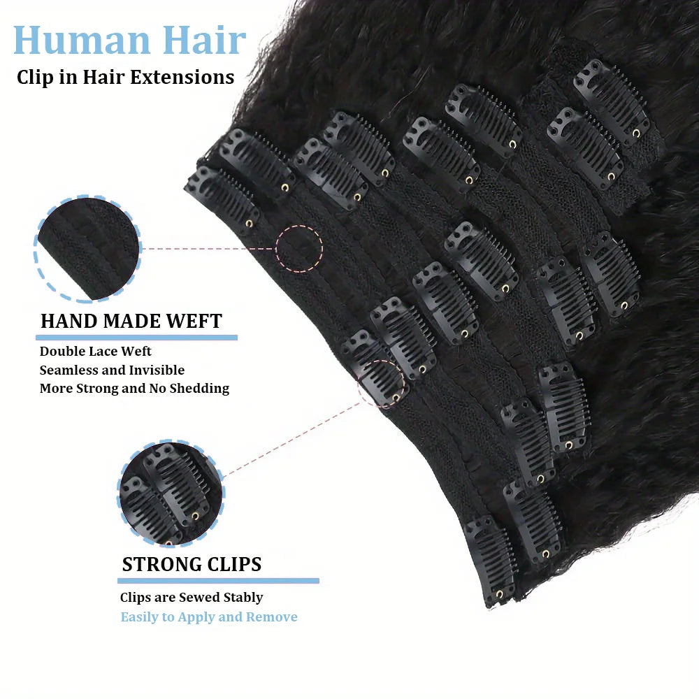 Extensions Kinky Straight Brésiliennes Remy 8Pcs – CLEVI Paris