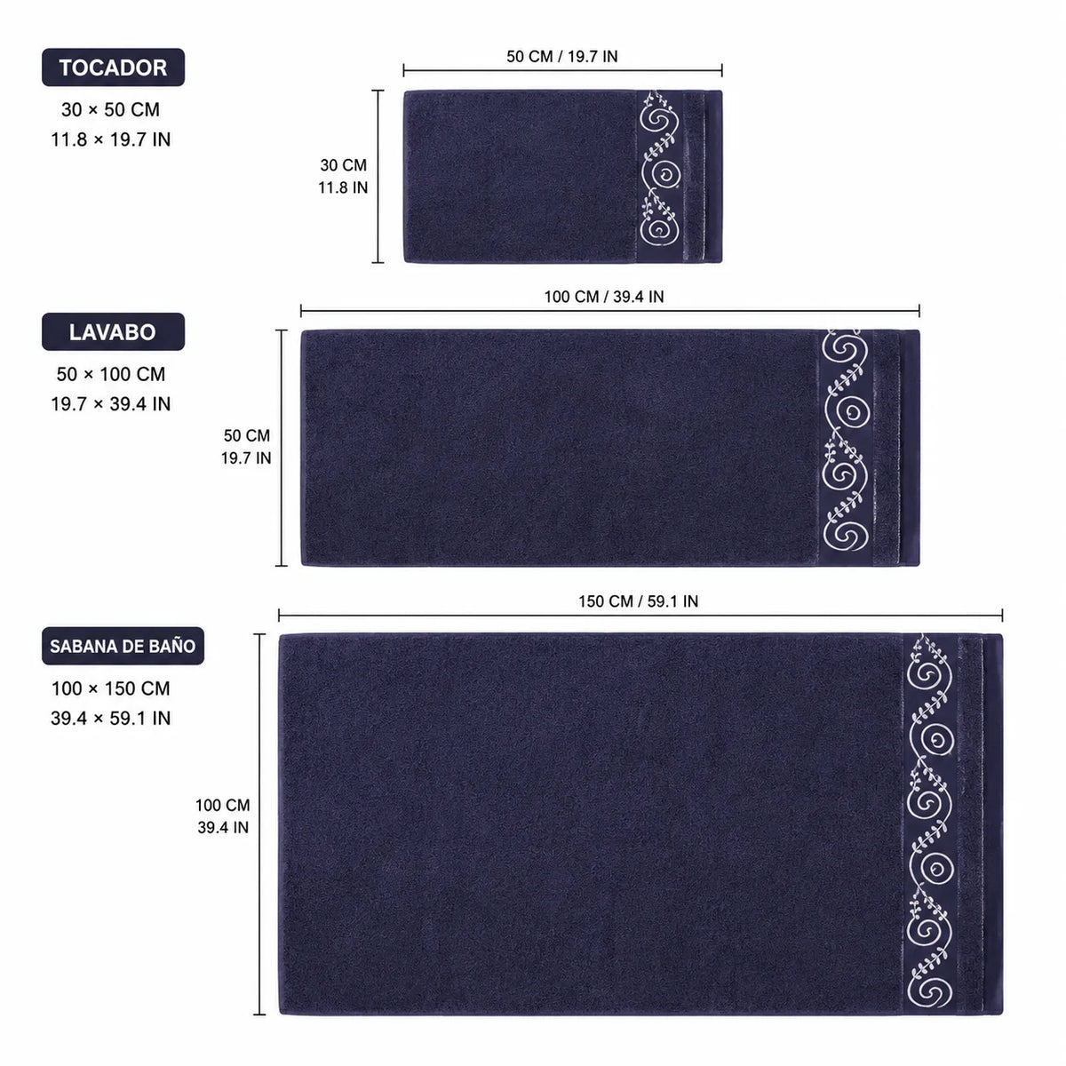Lot de 3 serviettes de bain en coton – CLEVI Paris