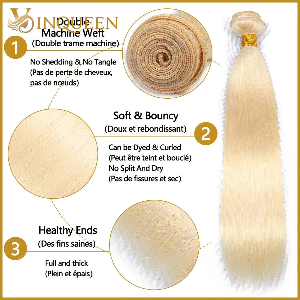 Mèches Lisses 613 Blonde 100% Cheveux Humains Remy Brazilian Hair – CLEVI Paris