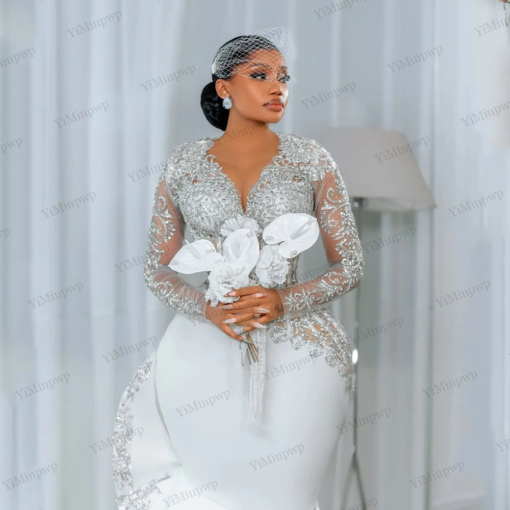 Robe de mariée civile sirène à cristaux – CLEVI Paris